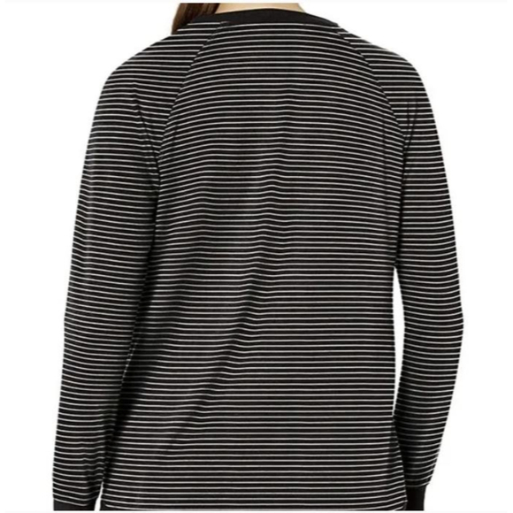 Danskin Crisscross Hem Striped Tunic Pullover Sweater Top Black White Sz Medium - Picture 3 of 13